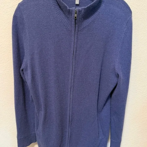 Women’s Neiman Marcus Blue Full-Zip Sweater - Picture 2 of 4